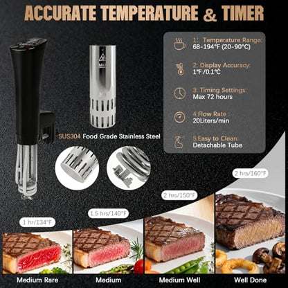 CATTLEMAN Sous Vide Cooker, Wine Chiller, 1000W, Immersion Circulator Sous Vide Machine, Suvee Cooker with Accurate Temperature & Timer, Fast Heating, Cookbook, Easy to Store, Home Kitchen Use