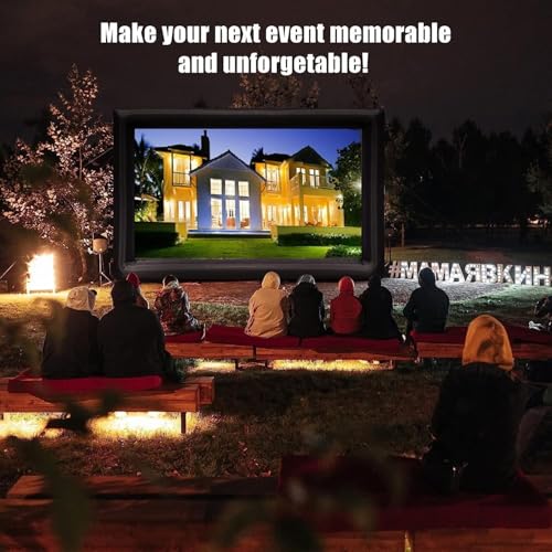 20FT/6.1m Inflatable Cinema Screen IPX4 | 250W High-Performance Blower & Paracord Anchoring System | Dual-Side 95% NTSC Projection for Stadium Events, Outdoor Cinemas, Festival Productions