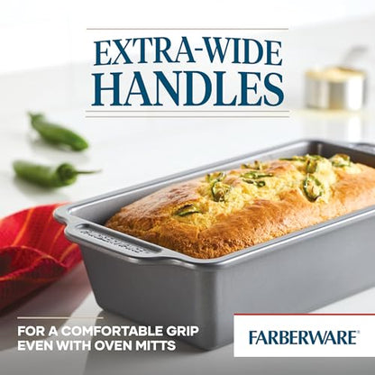 Farberware Bakeware Nonstick Baking Pans with Baking Sheets, Cake Pans, Meatloaf/Bread Pan, and Muffin Pan, 7 Piece Bakeware Set - Gray