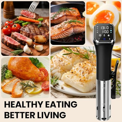 KingSom WIFI Sous Vide Cooker,1100W Sous Vide Machine Immersion Circulator Preset Recipes on APP & Touch Control,Large LCD Screen Sous Vide,3D Water Fast-Heating Ultra-Quiet,Sous Vide Kit with Timer