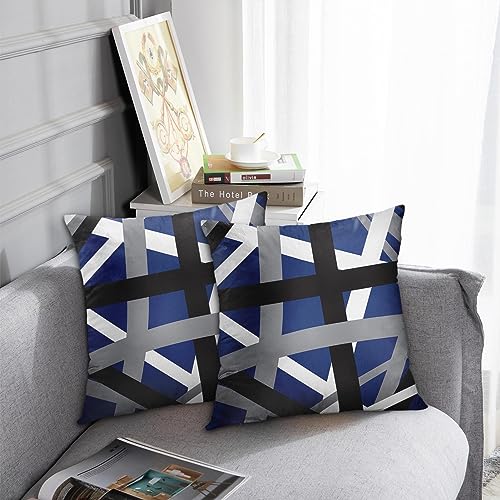 Emvency Throw Pillow Covers Set of 2, 20 x 20 Inch, Retro Striped Blue