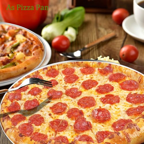 Yododo Pizza Pan Set of 3, Stainless Steel Pizza Pie Pan Tray Platter Pizza Tray, Round Pizza Dish Plate For Oven Baking, Healthy Metal Pizza Baking Cooking Pan for Oven - Size of 12 inch