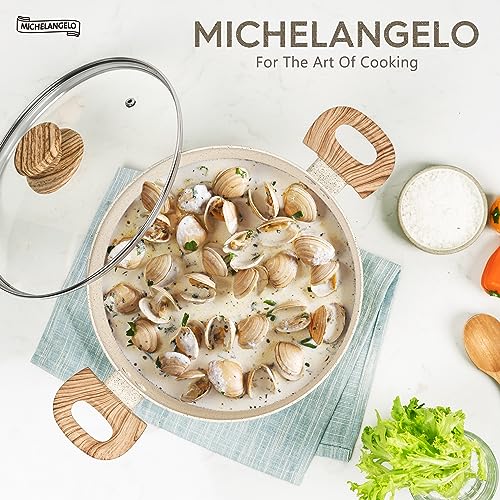 MICHELANGELO Nonstick Cooking Pot - 6 Quart Soup Pot with Lid for Family Meals, Non-Toxic Stockpot with Stay-Cool Handles, Induction Ready, Easy Cleanup, PFOA & PFOS Free
