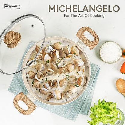 MICHELANGELO Nonstick Cooking Pot - 6 Quart Soup Pot with Lid for Family Meals, Non-Toxic Stockpot with Stay-Cool Handles, Induction Ready, Easy Cleanup, PFOA & PFOS Free