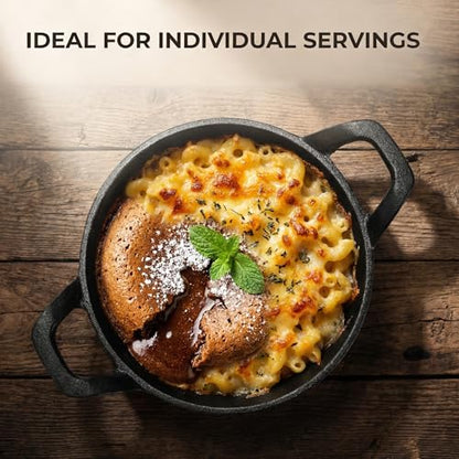 Hiceeden 4 Pcs Small Cast Iron Skillets, 6.3 x 6.3 x 1.6 Inch Non-stick Cast Iron Pan, Mini Frying Pans with Double Handle for Stove, Oven, Grill Safe, Indoor and Outdoor Use