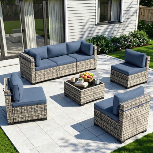 Sweecci Outdoor PE Wicker Rattan Modular Patio Sectional Sofa Set