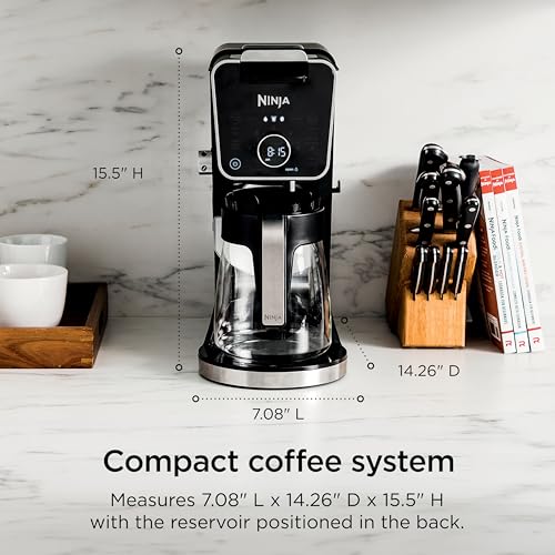 Ninja Specialty Drip Coffee Maker | DualBrew™ Pro Specialty Coffee Machine w/ Frother, Paper Filter | Brew with Pods & Grounds, K Cups Compatible | 4 Brew Styles, 13 Cup to Pot Sizes | Black, CFP301