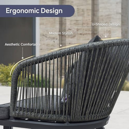 PURPLE LEAF 11 Pieces Patio Dining Set, Rectangular Table and Chairs, Grey
