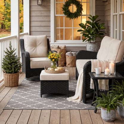 LayinSun 10 Piece Wicker Outdoor Furniture Set with 6-inch Comfy Cushions