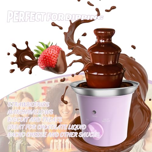 MINI Chocolate Fountain Machine Small Electric Chocolate Fondue Fountain Machine for Party for Candy Butter Cheese (Purple)