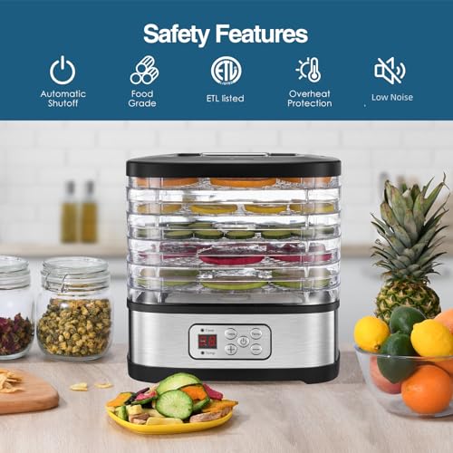 OSTBA Food Dehydrator, 5 Trays, 240W Dryer for Jerky, Fruit & Snacks