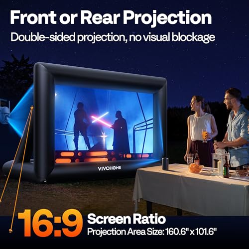 VIVOHOME 20 FT Inflatable Projector Screen for Outside, Blow Up Movie Screen Outdoor Use, Mega Large TV Screen with Carry Bag for Backyard, Triangular Back Support