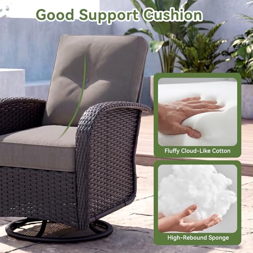 LazySunsets 12 PCS Patio Furniture Set, Outdoor Sectional All-Weather Wicker Conversation Set with Swivel Rocker Chairs, 4'' Thick Cushions for Backyard Poolside(Crey/Black)