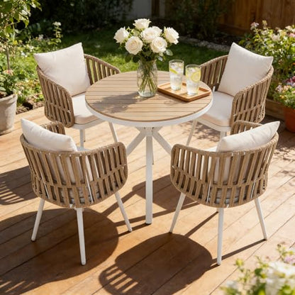 SUNSITT Outdoor Dining Set for 4, Metal Patio Furniture Dining Table Set