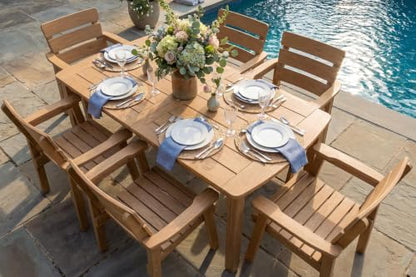 Kibaso 7-Piece Outdoor Dining Set, Patio Table & Chairs for 6, Teak