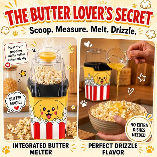 Pupcorn Popcorn Machine – Cute Puppy Air Popper Popcorn Maker, Oil-Free