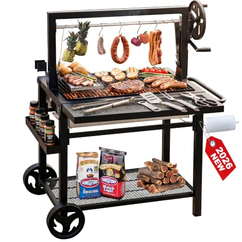 Argentine Santa Maria Grill with Adjustable Height Grates for Outdoor Grill
