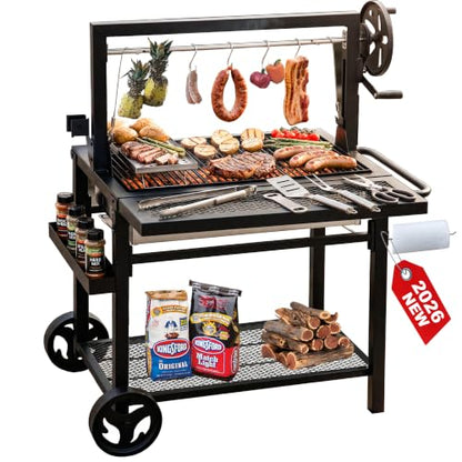 Argentine Santa Maria Grill with Adjustable Height Grates for Outdoor Grill