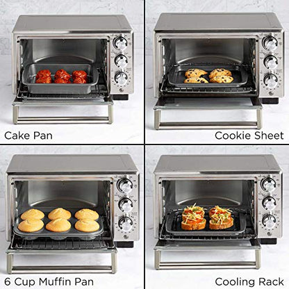 Ecolution Non-Stick Toaster Oven Bakeware Set 4-Piece, Carbon Steel, Easy to Clean and Perfect for Single Servings, Gray