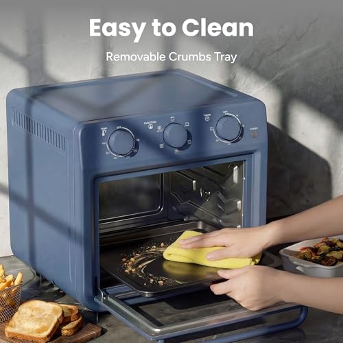 SMIRLY 6-in-1 Air Fryer Toaster Oven Combo, 27QT Convection Oven Countertop, 1800W Oven for Toast, Roast, Bake, Reheat, Broil, Warm, Fits up to a 4 lb Turkey, 12" Pizza, 6 Toast, Blue