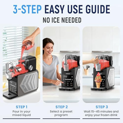 Slushie Machine, 85OZ Ice Cream Maker, Smart Frozen Drink Maker, 6 Presets