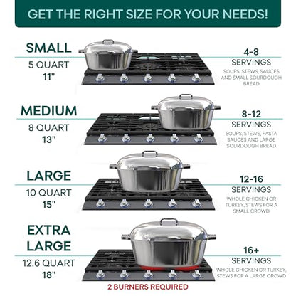 MAGNAWARE Cast Aluminum Oval Dutch Oven with Lid — 8 QT Heavy Duty Roaster Pan with Rack & Silicone Cover Dual Handles — Cajun Cookware for Roasting, Baking, Cooking (13" Medium)