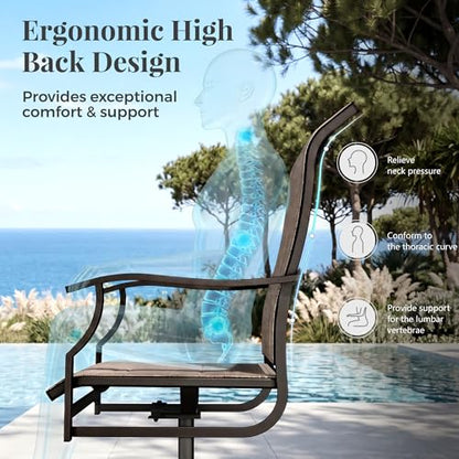 MIXPATIO Patio Dining Set for 8 w/Square Table & High Back Swivel Chairs