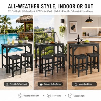 Liskanap Outdoor Patio Bar Set,55" Bar Height Table and Chairs Set