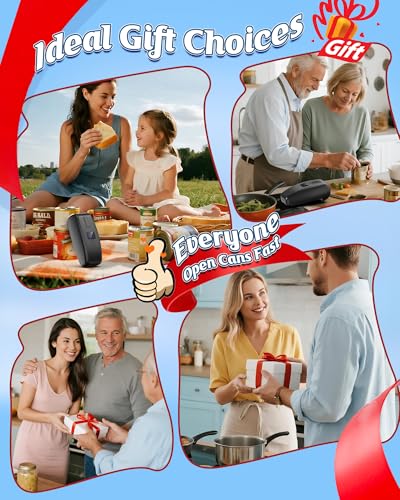 HuiJuKeJi LED Automatic Can Opener, Hands-Free One-Touch Operation Electric Can Opener, Auto-Stop Smooth Edge Safety & USB Rechargeable for Seniors Arthritis Effortless Opening Kitchen Gadget Gift