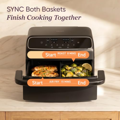 Cosori TWINFRY 9 QT Double Air Fryer, Removable Divider, PFAS-Free Ceramic