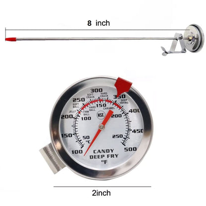Candy Oil Frying Thermometer Turkey Thermometerwith Clip (2 Pack and 8 Inch Probe - Best Candy Thermometer for Candy Making,Tall pots,Candle,Candy Making,Deep Frying