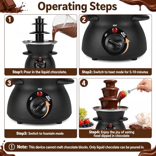 3-Tier Chocolate Fondue Fountain, Electric Chocolate Fountain Machine