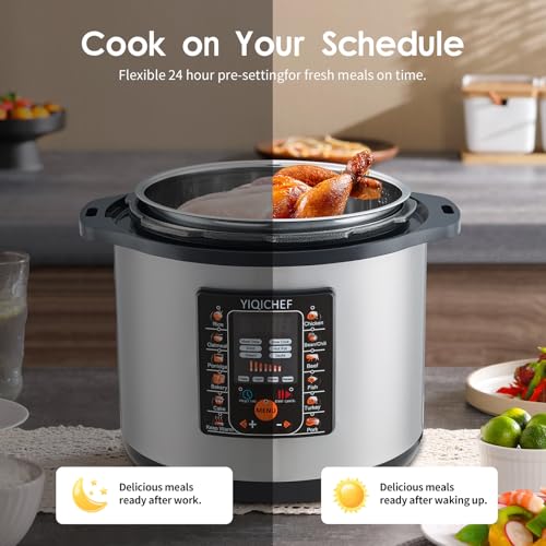 12L/12.8Qt Commercial Electric Pressure Cooker, Digital Control, 304 Stainless steel Inner Pot, Serve for 15-25 people, 1600W/120V with US PLUG, suitable to small restaurant, Canteen, Hotel