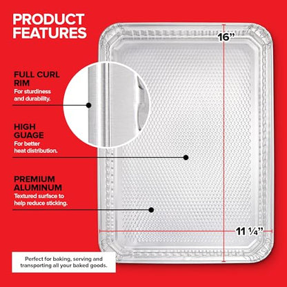 Stock Your Home Aluminum Pans Cookie Sheet Baking Pans (30 Pack) Disposable Foil Trays - Reusable and Durable Nonstick Baking Sheets – Cookie Sheet Pans