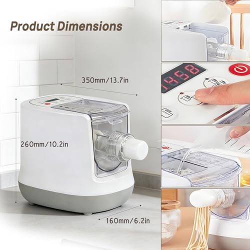 CEUGS Electric Pasta Maker, 260W Automatic Pasta Maker Machine, 500G Flour Capacity Noodle Machine, 12 Types of Noodle Molds, Pasta Making Machine for Spaghetti, Cannelloni, Dumpling and More