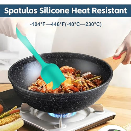Barsone 5-Piece Silicone Spatula Set - Heat Resistant 446°F Food Grade BPA Free, Nonstick Cookware Safe Dishwasher Safe Kitchen Tools for Baking, Cooking, Stirring, Multicolor.