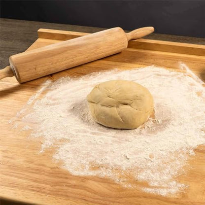 YYRZZ Reversible Bamboo Pastry Board, Large Bamboo Wooden Cutting Board with Counter Edge Reversible Pastry Board for Kitchen Chopping Board Butcher Block with Lip for Counter Table Top