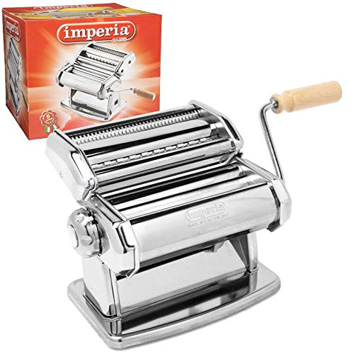 Imperia IPasta Classic Line. Pasta Machine 100% Made in Italy. Fresh pasta machine in steel. Manual roller with crank. Creates dough sheets for Lasagne, Tagliolini, Fettuccine. (End of line)