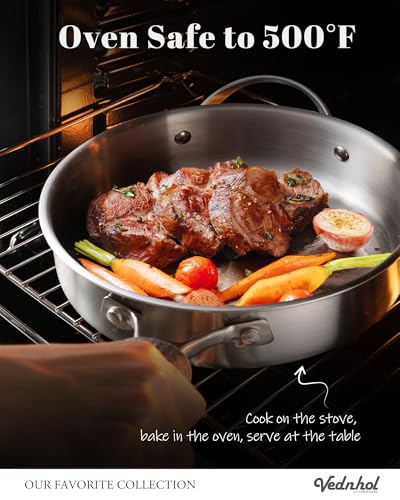 Stainless Steel Cookware Set, 8 Pcs Tir-Ply Pots and Pans Set, PFOA&PTFE Free, Dishwasher&Oven Safe, Kitchen Induction Compatible, ollas de acero inoxidable para cocinar