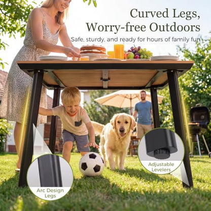 Greesum 5-Piece HDPE Outdoor Dining Set for 4, Faux Wood Table and Chairs