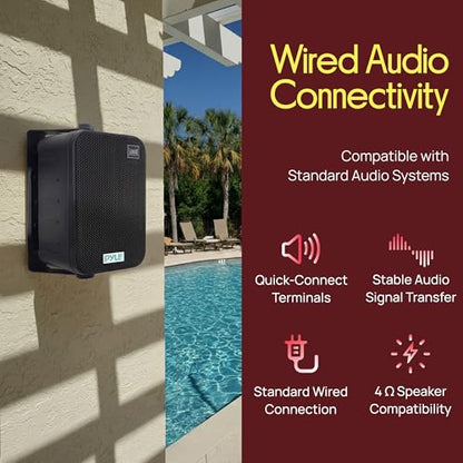 Dual Waterproof Outdoor -Speaker System - 6.5 Inch Pair of Weatherproof Wall / Ceiling Mounted -Speakers Heavy Duty Universal Mount - Use in the Pool, Patio, Indoor - Pyle PDWR50B (Black)