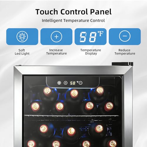 Antarctic Star 1.7 Cu.Ft Beverage Cooler for Up to 68 Cans, Compact Drink Fridge with Stainless Steel Glass Door, Digital Display and Electronic Temperature Control, Silver
