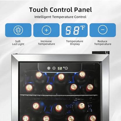 Antarctic Star 1.7 Cu.Ft Beverage Cooler for Up to 68 Cans, Compact Drink Fridge with Stainless Steel Glass Door, Digital Display and Electronic Temperature Control, Silver