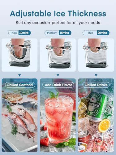 Commercial Ice Maker Machine, 100LBS/24H Freestanding & Undercounter Ice Machine with 2 Water Inlets, 40 PCS/Cycle and 20LBS Storage Bin, Stainless Steel, LED Display & Self-Cleaning for Home Bar