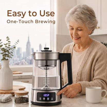 FUNLAVIE 12-Cup Electric Percolator Coffee Pot, 3 Brew Strength Settings