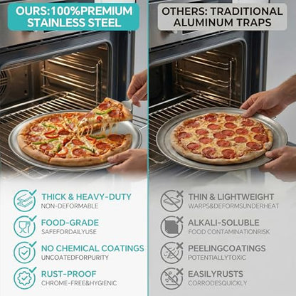BSTUR Stainless Steel Pizza Pan 16 inch, Pizza Pan for Oven, Thick Round Pizza Tray Baking Sheet, Large Metal Pizza Pan, Dishwasher Safe, Easy Clean & Dishwasher Safe, Set of 3