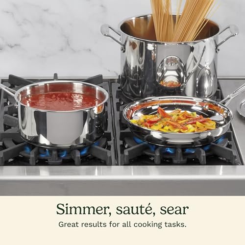 Cuisinart 7-Piece Stainless Steel Pots and Pans Set, Cookware Set Compatible with Induction, Electric, Gas Cooktops, Aluminum Core for Quick Even Heat, Cool Grip Handles, Dishwasher Safe, Oven Safe