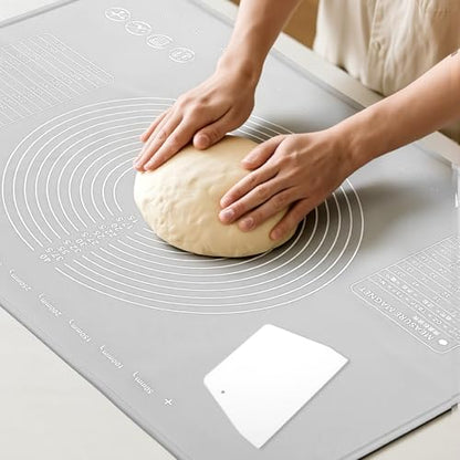 Kifmurase Non-slip Silicone Pastry Mat, 32" x 24" Baking Mat, Extra Large Dough Rolling Mats with Measurements and Edge Heightening, Non-stick Food Grade Mats for Pastry, Bread, Cookies, Pizza