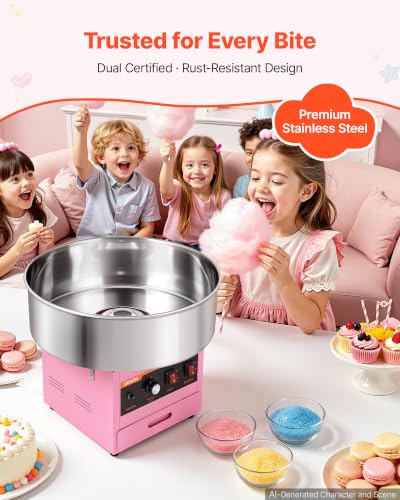 VEVOR Commercial Cotton Candy Machine, 1000W Electric Candy Floss Maker