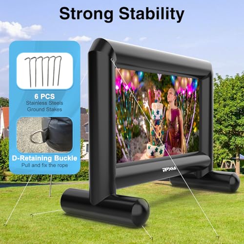 Inflatable Projector Screen for Outside 15ft Blow Up Movie Screen Outdoor with Air Blower, Easy Set Up Inflatable TV Home Theather for Backyards Movie Nights Party Fun, Support Front Rear Projection